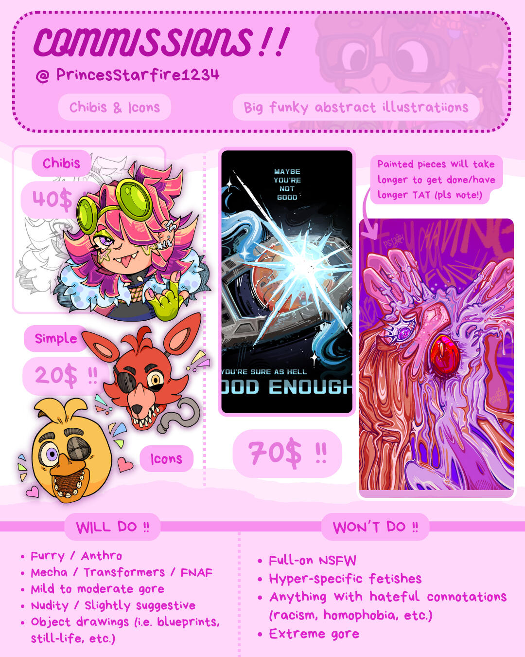 Non-standard prices + Will do's and Won't do's